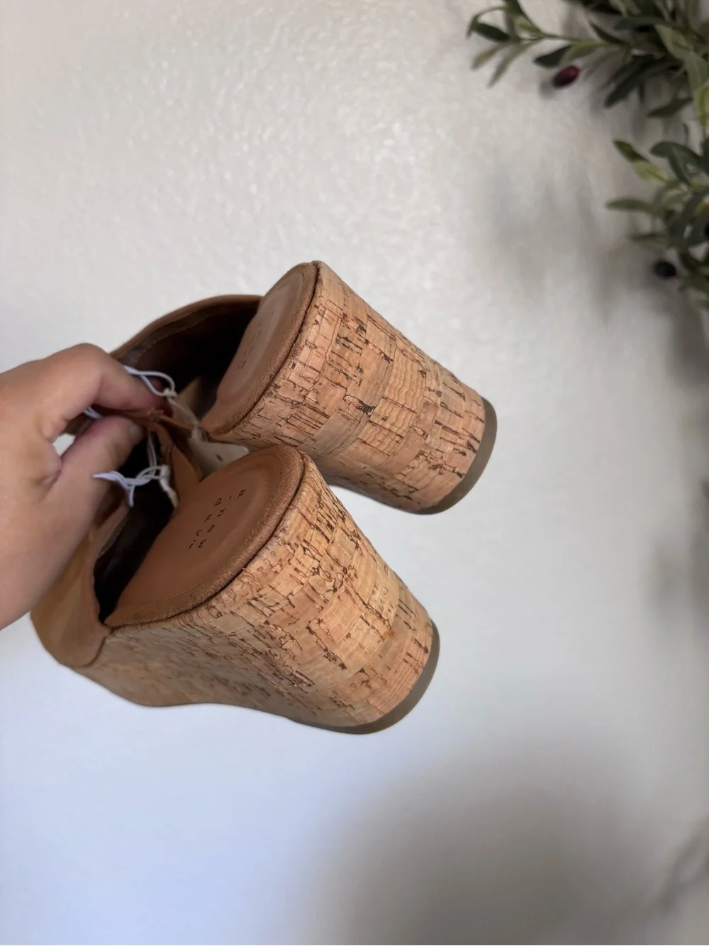 A New Day Suede Cork Platform Slide Wedge - Tan 8.5
